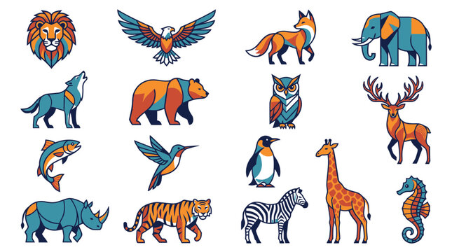 Vibrant illustrations of various animals are displayed together in a colorful arrangement.