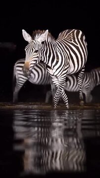 zebra in zoo drinking water