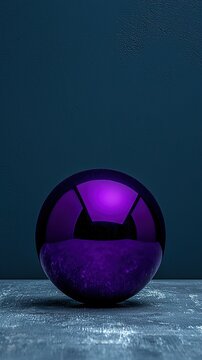 A vibrant purple glass sphere on a textured surface against a dark background