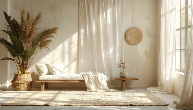 Serene Boho Living Room with Daybed and Natural Light