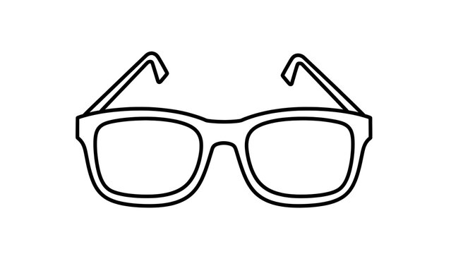Simple Black Line Art Icon of Modern Eyeglass Frames for Optical and Vision Design