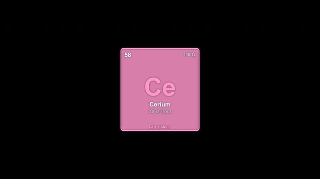 Cerium Ce Periodic Table Element Tile Animated Overlay Alpha Channel 4K