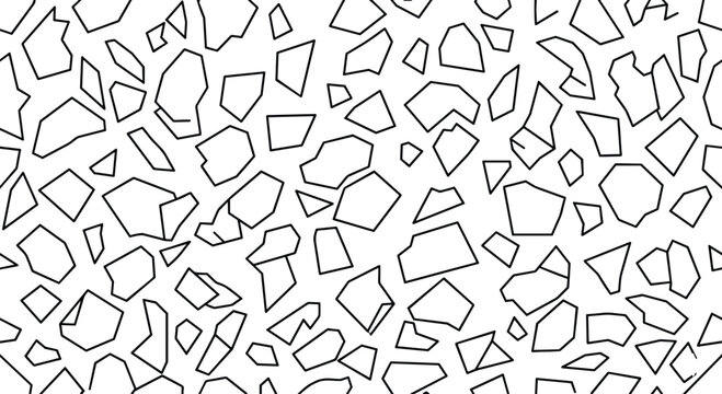 Minimalist terrazzo seamless pattern vector, black and white broken stone mosaic background, geometric shards texture for interior design