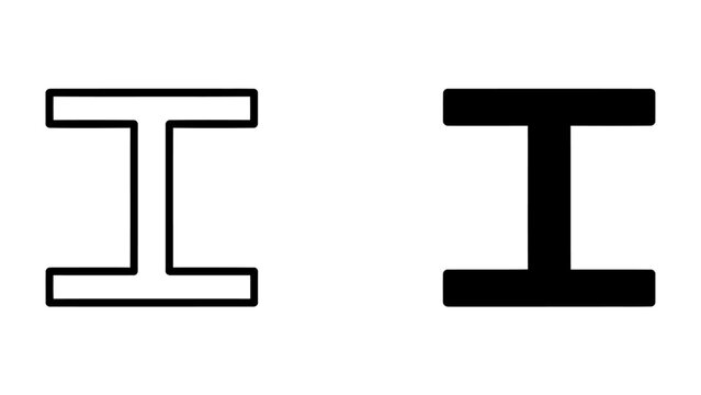 Two I shapes, one white outline and one solid black, displayed side-by-side on a plain background. These simple geometric forms represent duality and contrast.
