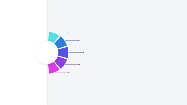 Circular infographic chart with colorful segments and pointer lines for data analysis