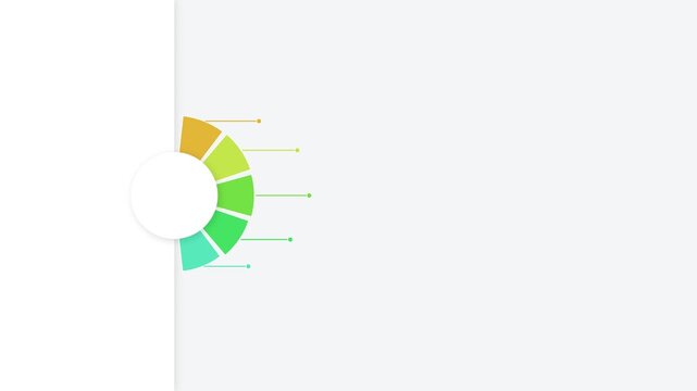 Circular infographic chart with five colorful segments and connecting pointer lines