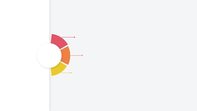 Circular infographic chart with three colorful segments and data lines