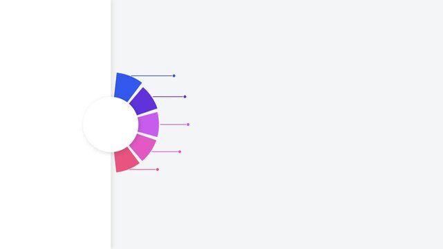 Circular infographic chart with five colorful segments and data callouts