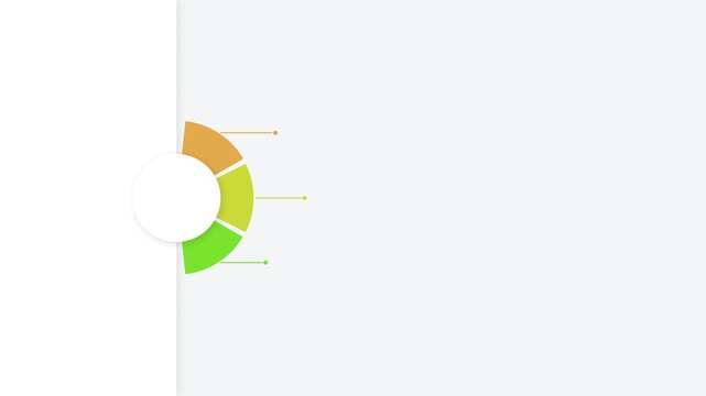 Circular donut chart with three colorful segments and pointer lines