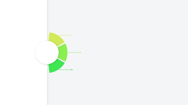 Animated circular infographic chart with three green segments for business data