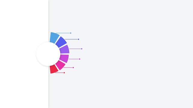 Infographic circle diagram with colorful segments and pointing lines for data presentation