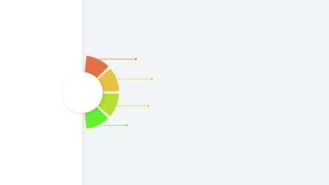 Circular infographic chart with four colorful segments and pointer lines