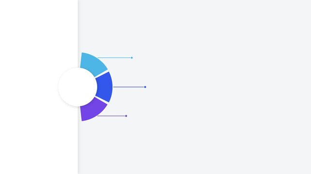 Circular donut chart infographic with three colorful segments and data pointers