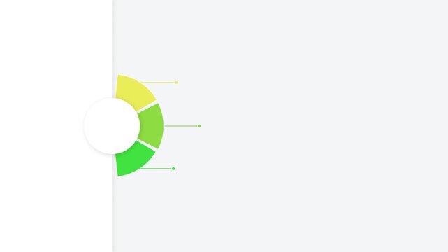Animated circular progress chart with three colorful segments and data pointers