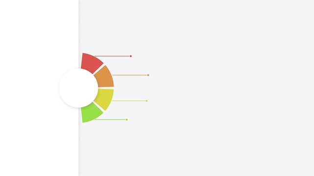 Circular gauge chart with four colorful segments and indicator lines