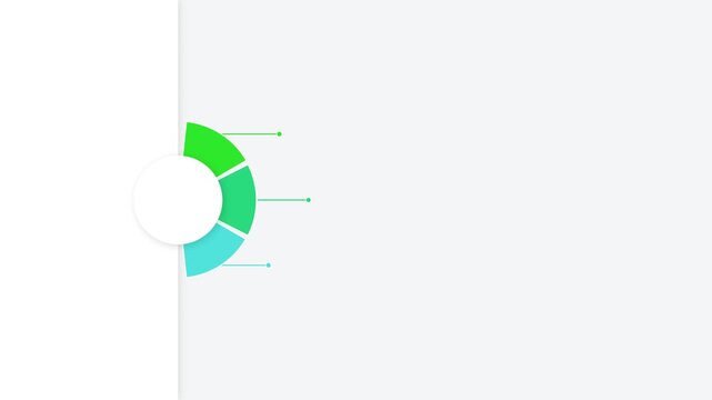 Circular chart infographic with three colorful segments and pointing lines