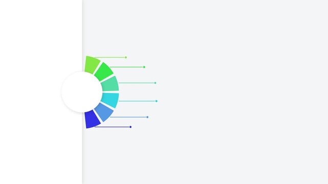 Circular infographic chart with six colorful segments and connecting lines