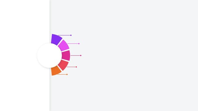 Colorful circular infographic chart with five segments and pointer lines