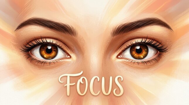 Intense Gaze of a Woman's Eyes Focused on the Viewer with Warm Light