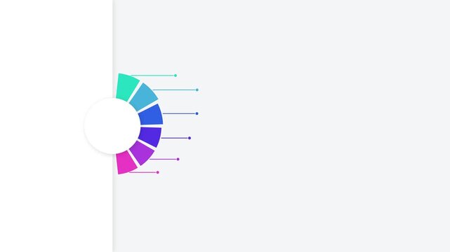 Circular infographic chart with six colorful segments and connecting lines