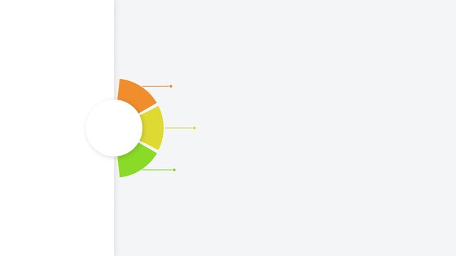 Circular infographic chart with three colorful segments and pointer lines