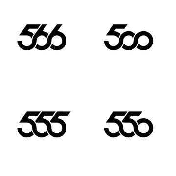 Set of Black Number Logos with Stylized 566, 500, 555, and 550 Designs