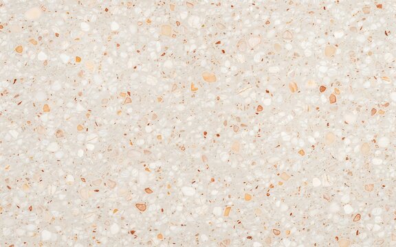 Seamless terrazzo texture with light beige and warm stone chips