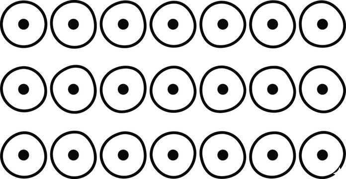Hand-drawn circle pattern vector, minimalist black and white doodle dots, organic geometric repeat background for textile and surface design