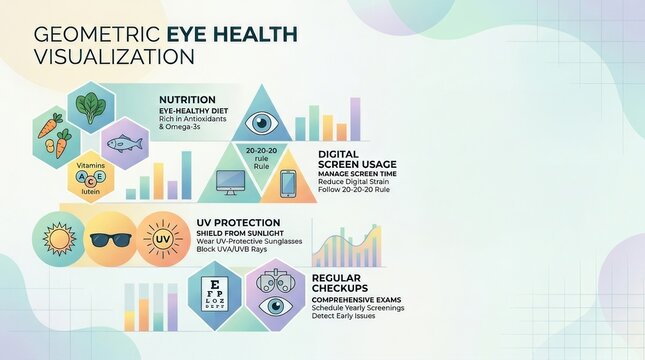 Geometric Eye Health Visualization with Nutrition and Screen Guidelines