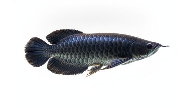 Asian Arowana Dragonfish Isolated on White Background Close Up
