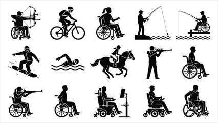 Obraz premium Inclusive Para Sports and Adaptive Fitness Black Silhouette Pack.