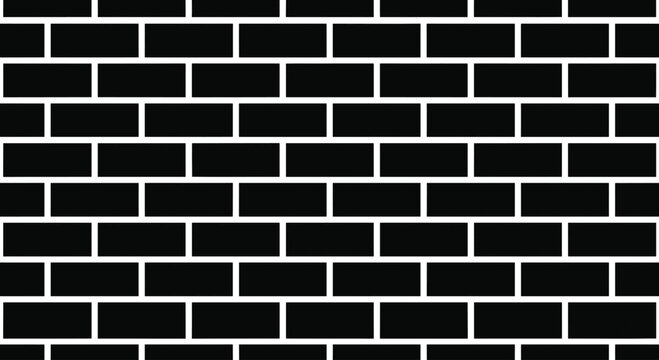Black brick wall seamless pattern vector, dark masonry texture background, minimalist industrial brickwork wallpaper for interior design and web