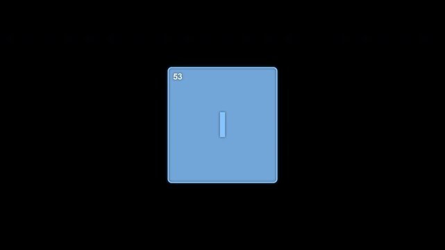 Iodine I Periodic Table Element Tile Clean No Text Overlay Alpha Channel 4K