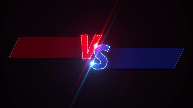 Epic VS Versus Neon Glowing Energy Animation Red and Blue on Black Background for Esports and Sports Match 4