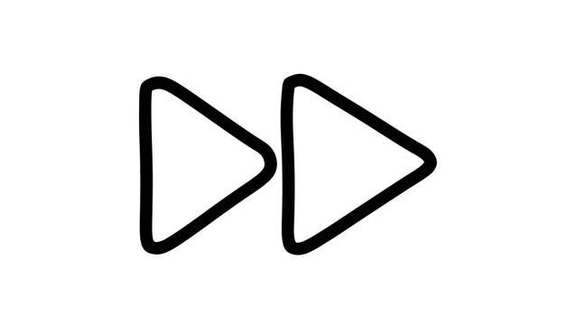 Hand-drawn outline of two forward arrows, representing fast forward or next action
