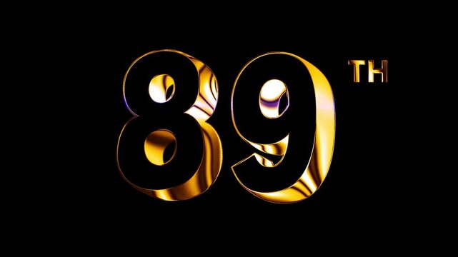 Luxury Golden Glass Eighty Nine Number Anniversary Celebration 3D Metallic Typography Isolated Curve Lines Design Animation