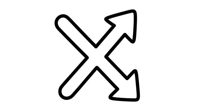 Hand-drawn symbol with two opposing arrows, suggesting conflict, exchange, or bidirectional movement.