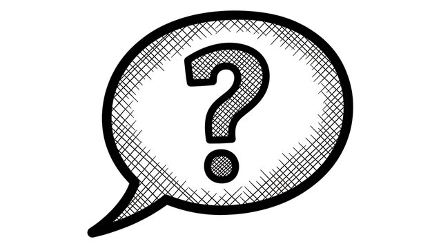 Question Mark in Speech Bubble Hand-Drawn Sketch, FAQ and Support Concept in Outline Doodle Style
