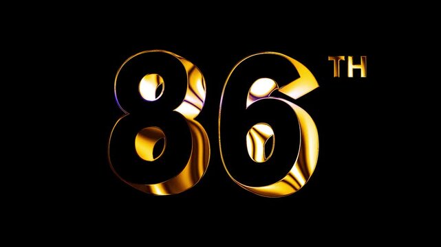  Luxury Golden Glass Eighty Six Number Anniversary Celebration 3D Metallic Typography Isolated Curve Lines Design Animation