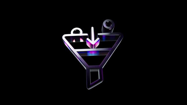 3d glossy funnel icon with arrow symbol for business data filtering and marketing strategy concept 3D Icon