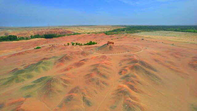 Remains of ancient Yumen Pass and Yangguan, Han dynasty military outpost along historic Silk Road
Earthen beacon fort ruins, ancient border checkpoint of northwest China dating back over two millennia