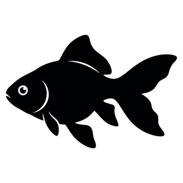 Goldfish silhouette, isolated on white background, flat vector.