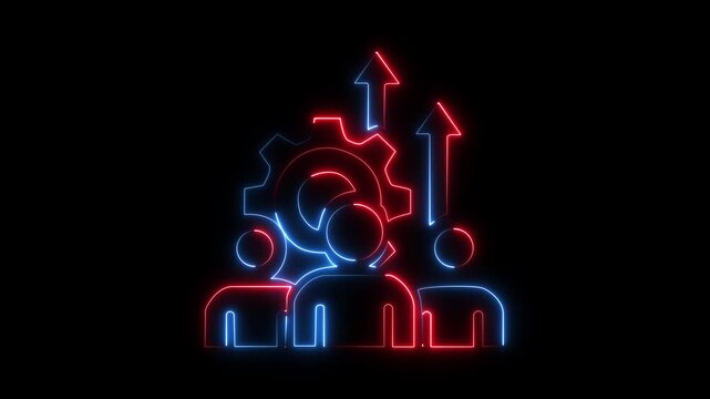 Green neon light people teamwork collaboration business growth concept