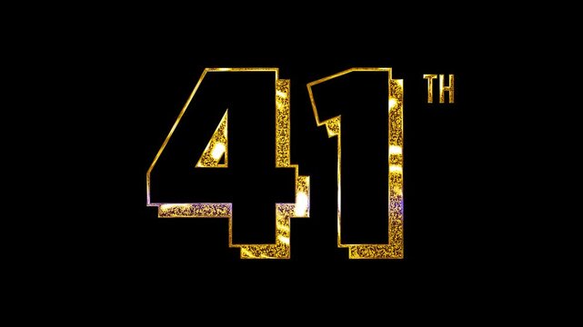 Luxury Golden Glitters Lights Shine Forty One Number Anniversary Celebration 3D Metallic Typography Design Animation