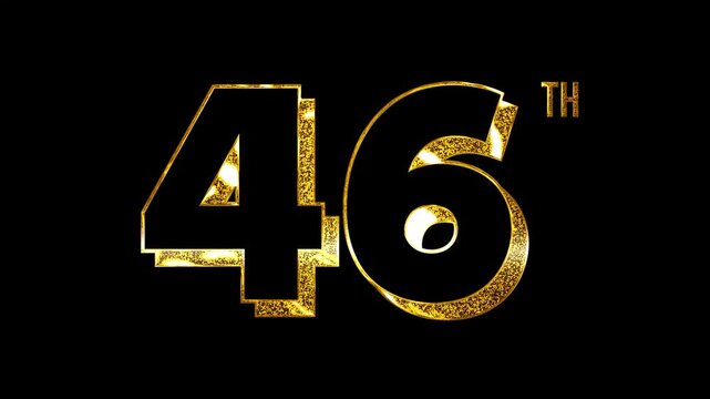 Luxury Golden Glitters Lights Shine Forty Six Number Anniversary Celebration 3D Metallic Typography Design Animation