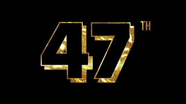 Luxury Golden Glitters Lights Shine Forty Seven Number Anniversary Celebration 3D Metallic Typography Design Animation