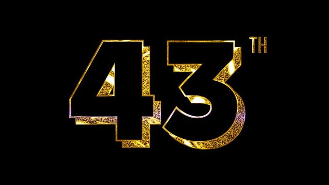 Luxury Golden Glitters Lights Shine Forty Three Number Anniversary Celebration 3D Metallic Typography Design Animation