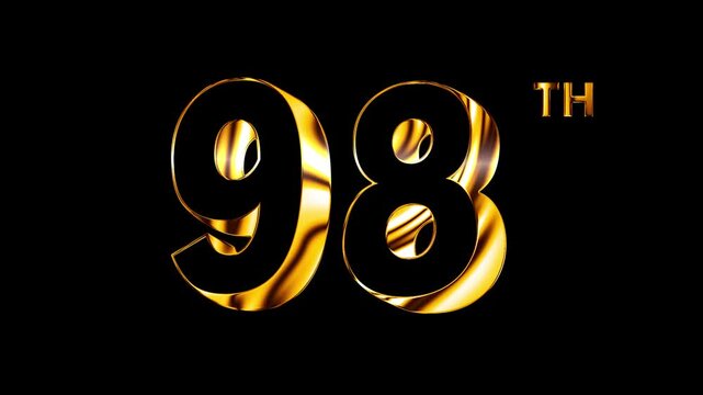 Luxury Golden Glass Nighty Eight Number Anniversary Celebration 3D Metallic Typography Isolated Curve Lines Design Animation.