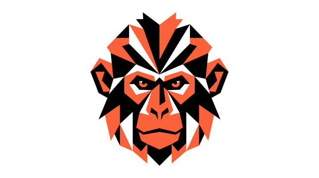 Geometric monkey face logo design. vector illustration