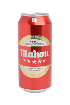 Mahou Beer Can isolated on white